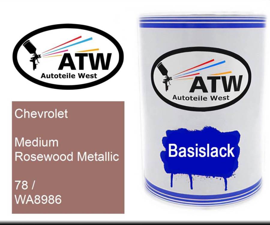 Chevrolet, Medium Rosewood Metallic, 78 / WA8986: 500ml Lackdose, von ATW Autoteile West.